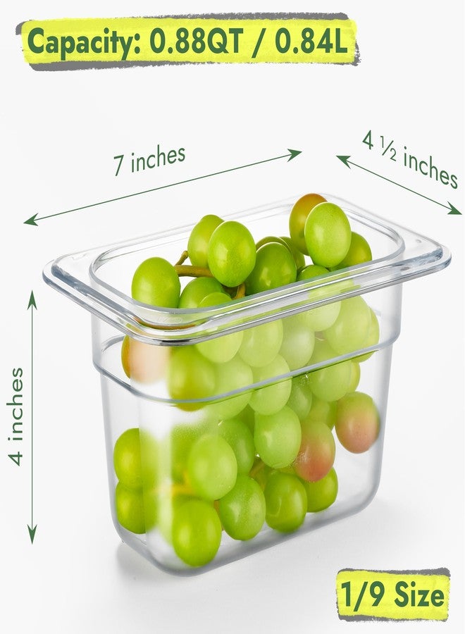 CURTA 6-Pack 1/9 Size 4" Deep NSF Polycarbonate Food Pans with Handled Lids | Dishwasher & Freezer Safe Clear Container for Prep Tables, Buffet, Salad Bar, Commercial Kitchen - Image 2